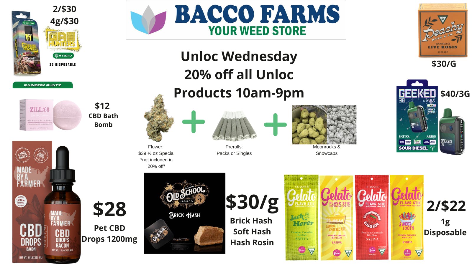 Bacco Farms Delivery Unloc Wednesday Deals