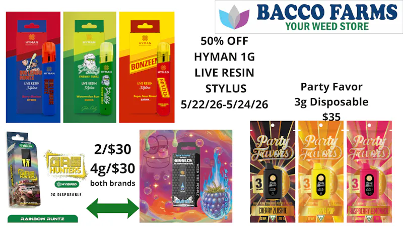 Bacco Farms Disposables here, there , and everywhere :)