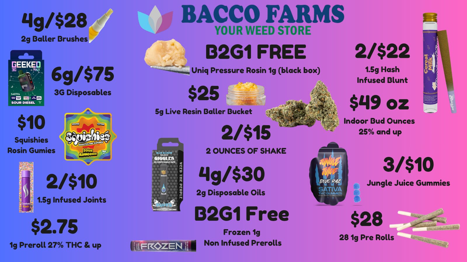 Bacco Farms Infused Bacco deals