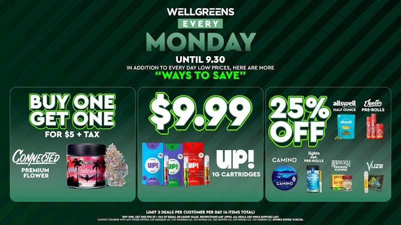 Wellgreens - Encinitas - Marijuana Weed Dispensary Every Monday until 09/30