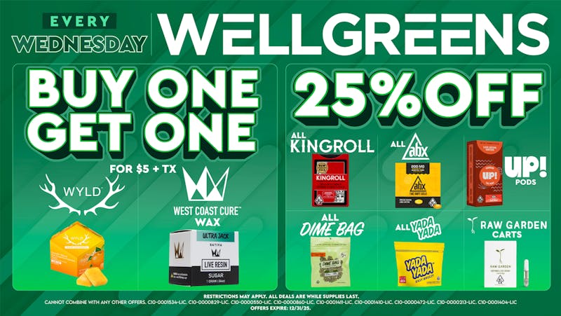Wellgreens - Encinitas - Marijuana Weed Dispensary Every Wednesday until 12/31