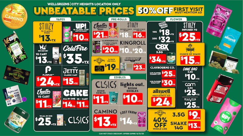 Wellgreens - City Heights / Normal Heights - Marijuana Weed Dispensary UNBEATABLE PRICES! Until 12/31