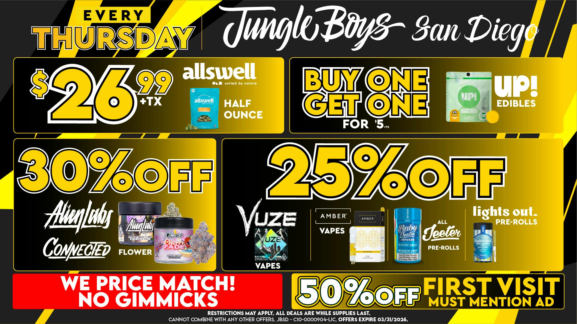 Jungle Boys San Diego Every Thursday until 03/31