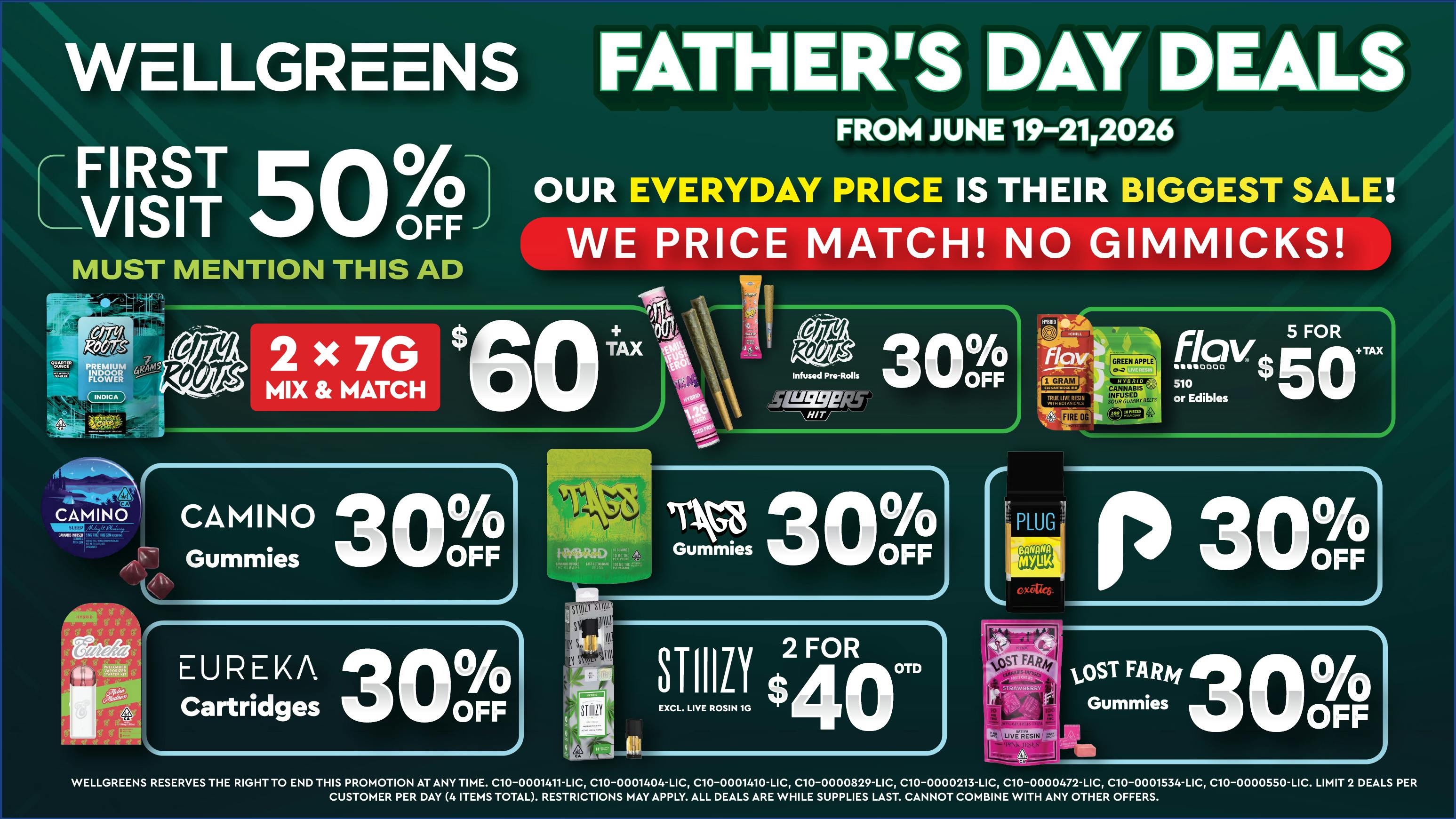Wellgreens - Pacific Beach - Marijuana Weed Dispensary Father's Day Deals! - 6/19-6/21