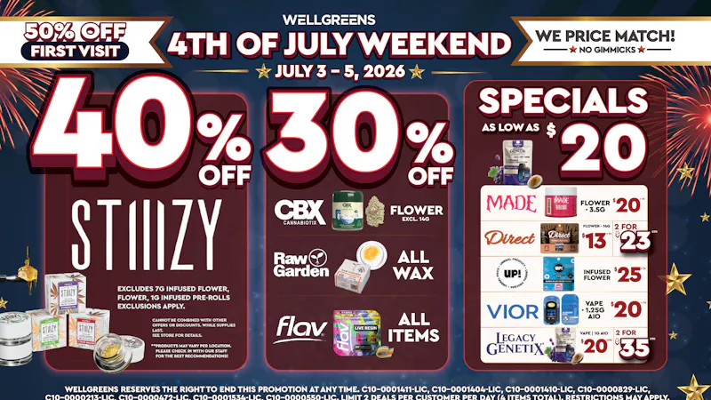 Wellgreens - Kearny Mesa - Marijuana Weed Dispensary 4th Of July Weekend Specials