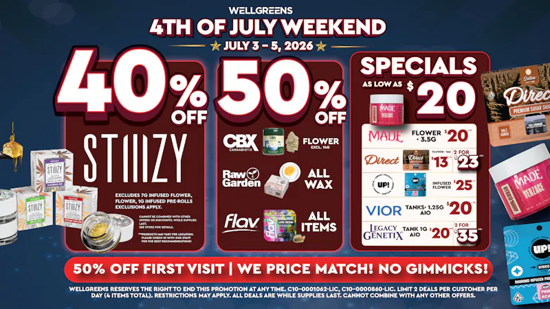 Wellgreens - Chula Vista - Marijuana Weed Dispensary 4th Of July Weekend Specials