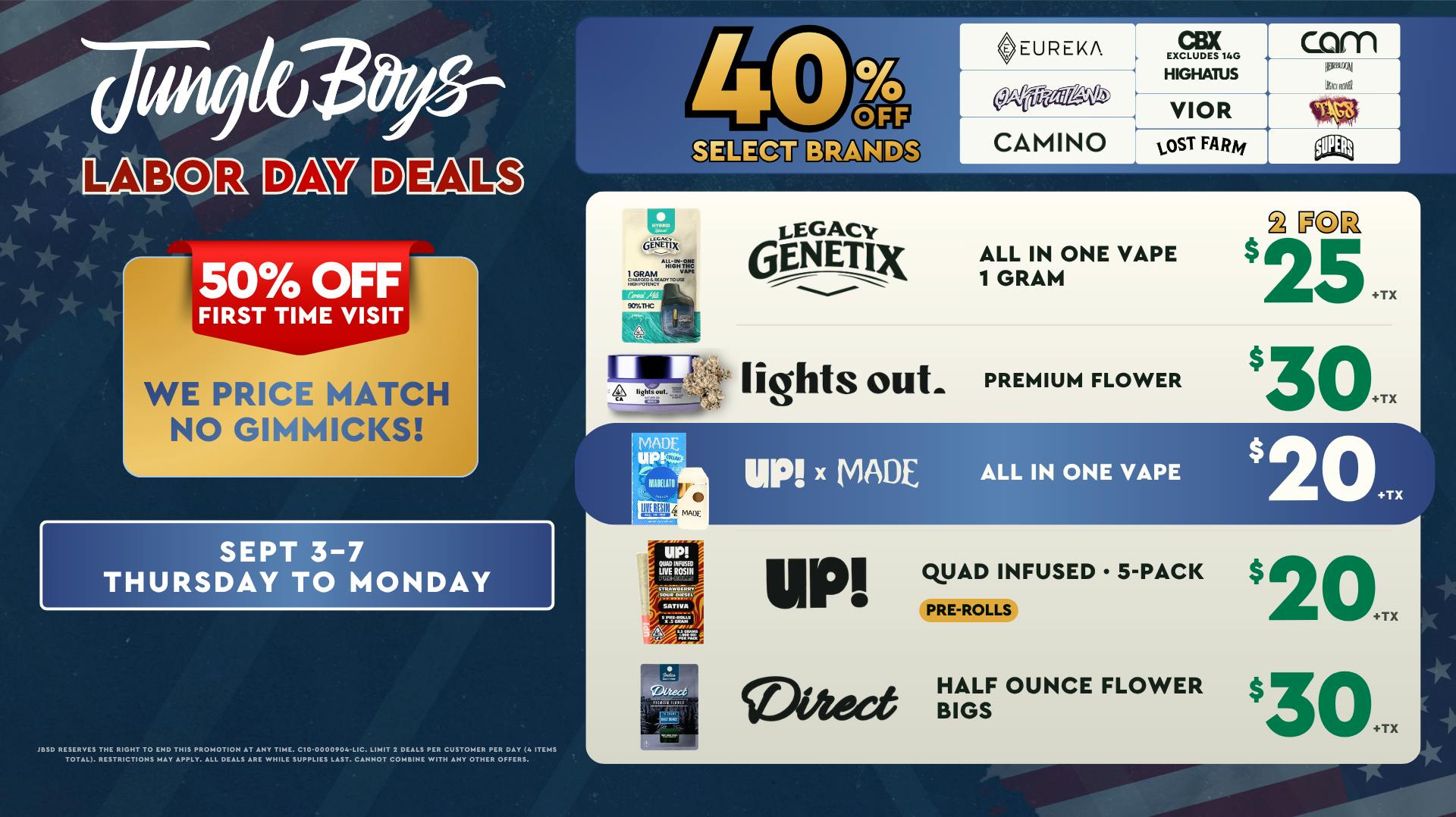 Jungle Boys San Diego Labor Day Deals! 9/3-9/7