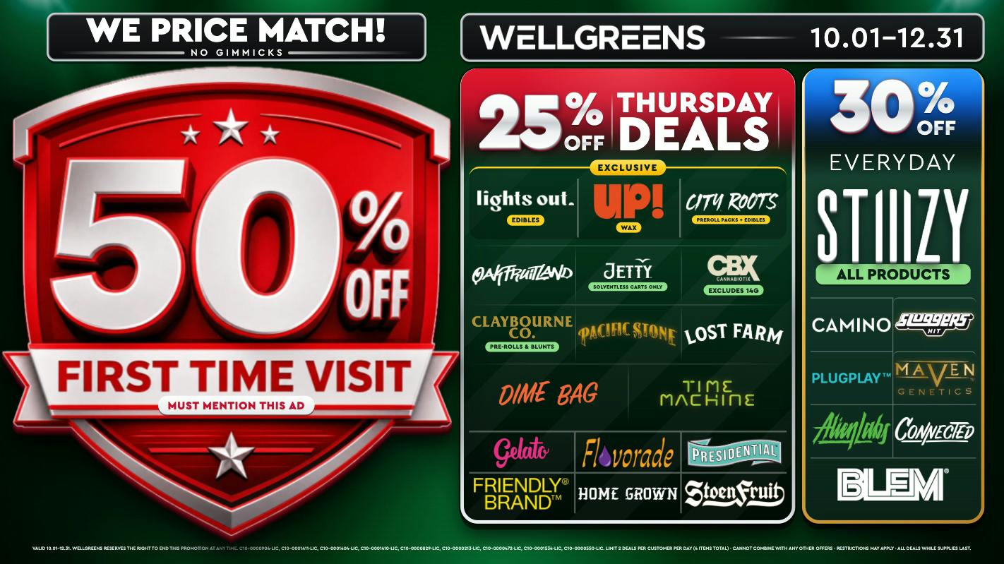 Wellgreens - Encinitas - Marijuana Weed Dispensary Every Thursday Until 12/31