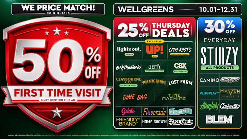 Wellgreens - Encinitas - Marijuana Weed Dispensary Every Thursday Until 12/31