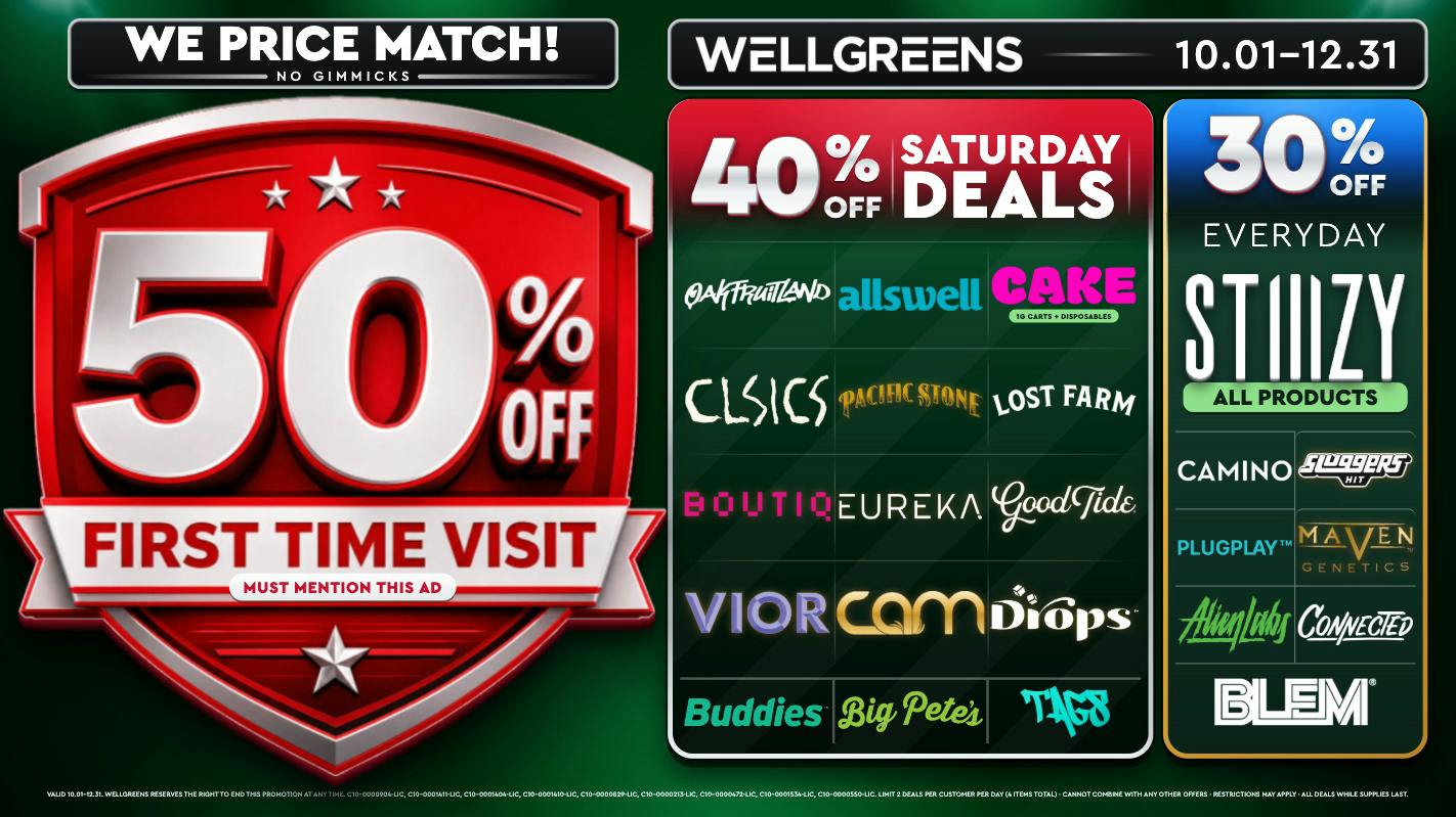 Wellgreens - Mission Valley - Marijuana Weed Dispensary Every Saturday Until 12/31