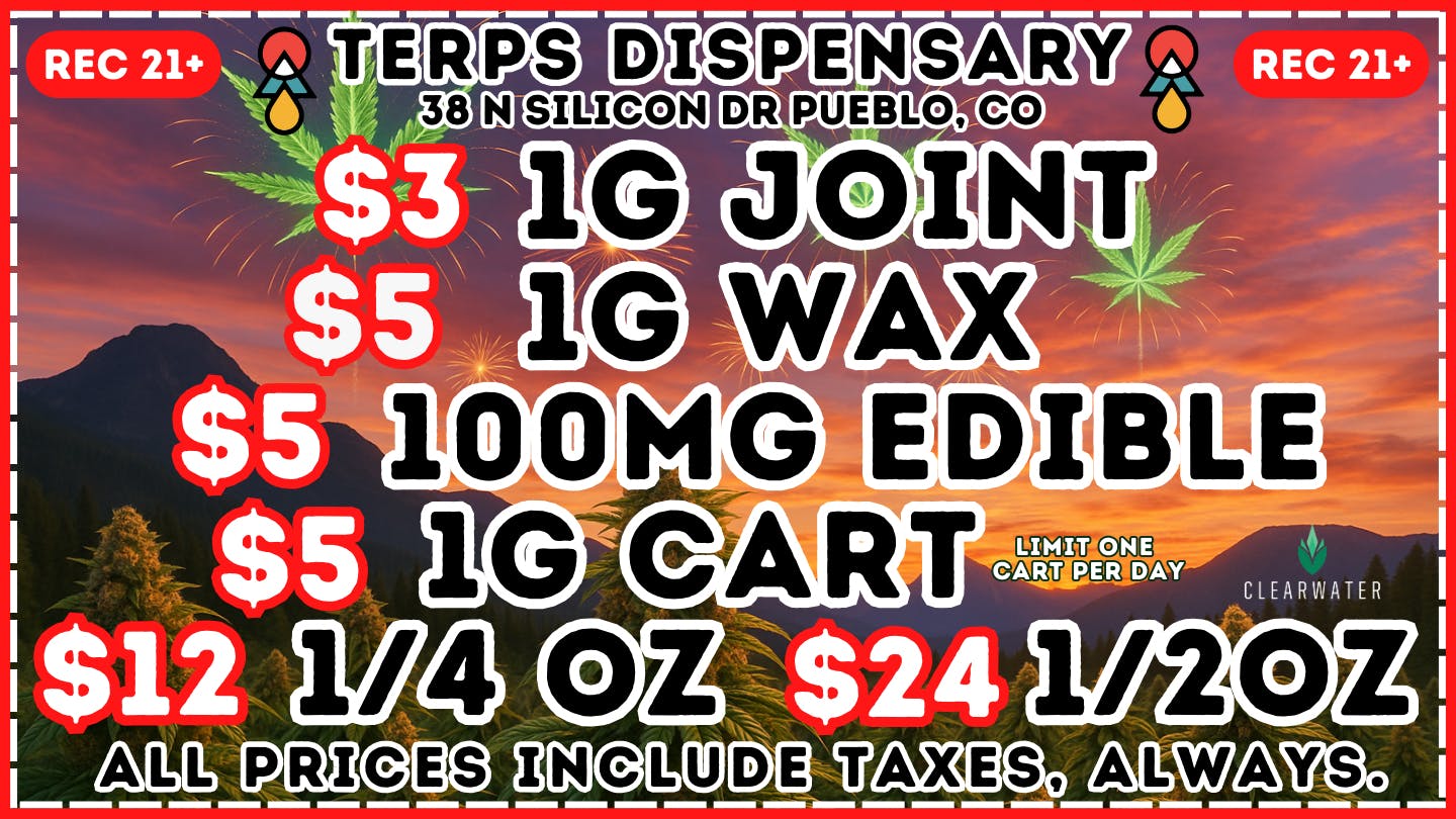Terps Dispensary Pueblo Holidaze Deals At Terps! Save BIG🤩