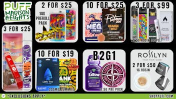 PUFF Madison Heights - Recreational 21+ 😊NEW DAY, NEW DEALS😊