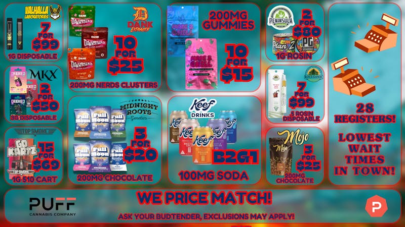 PUFF Monroe - RECREATIONAL 21+ NOW OPEN! 🔥 PUFF PICKS 🔥