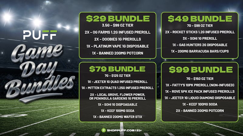 PUFF Bay City - RECREATIONAL 21+ 🏈🔥🚨PUFF GAME DAY BUNDLE🚨🔥🏈