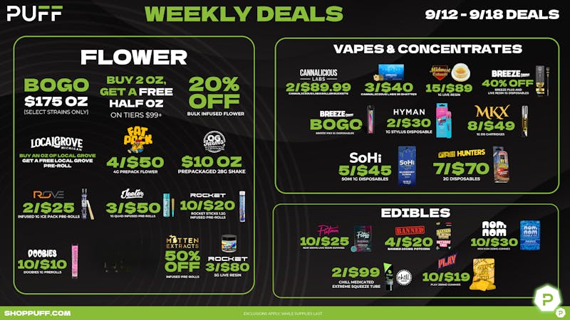 PUFF Monroe - RECREATIONAL 21+ NOW OPEN! *!Weekly Deals!*