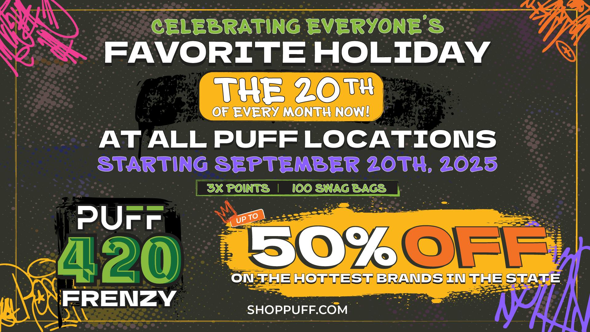 PUFF Monroe - RECREATIONAL 21+ NOW OPEN! 4/20 Every Month