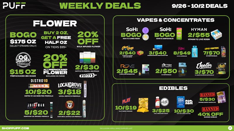 PUFF Monroe - RECREATIONAL 21+ NOW OPEN! Weekly Deals!!!