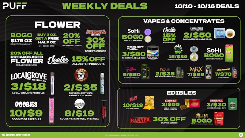 PUFF New Buffalo - RECREATION 21+ -NOW OPEN! 🏈 WEEKLY DEALS 🏈