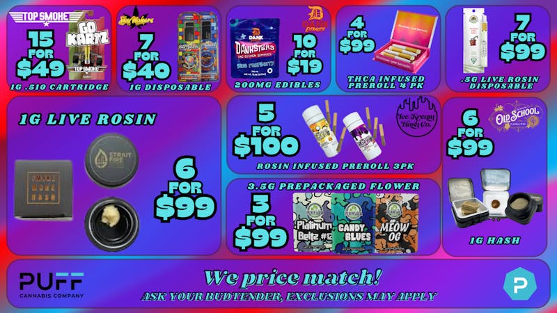 PUFF Monroe - RECREATIONAL 21+ NOW OPEN! 🔥 PUFF PICKS 🔥