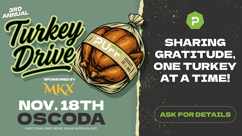 PUFF Oscoda - RECREATIONAL 21+ 🦃Turkey Giveaway🦃
