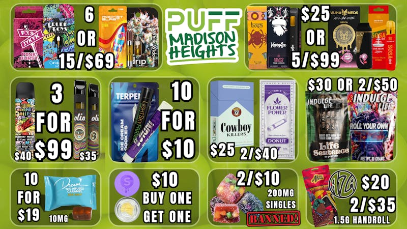 PUFF Madison Heights - Recreational 21+ 🦃GOBBLE THESE DEALS UP🦃