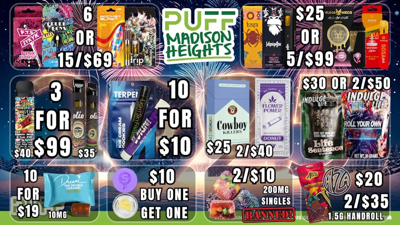 PUFF Madison Heights - Recreational 21+ 🥶🥶CHILLY GOOD DEALS🥶🥶