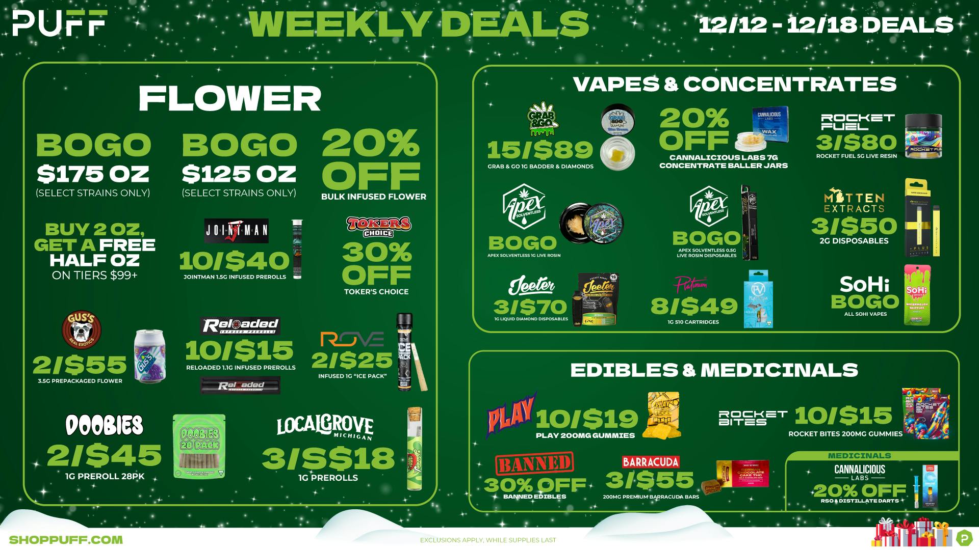 PUFF Sturgis - RECREATIONAL 21+ WEEKLY SPECIAL DEALS! 🔥🎆