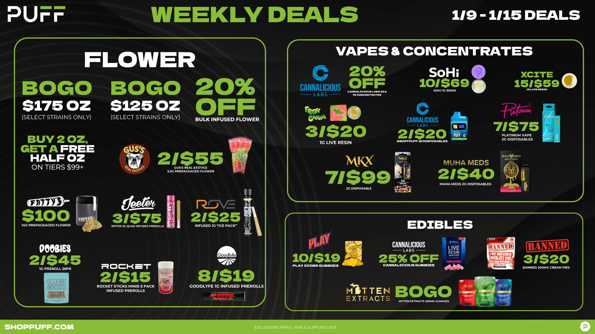 PUFF Sturgis - RECREATIONAL 21+ WEEKLY SPECIAL DEALS! 🔥🎆