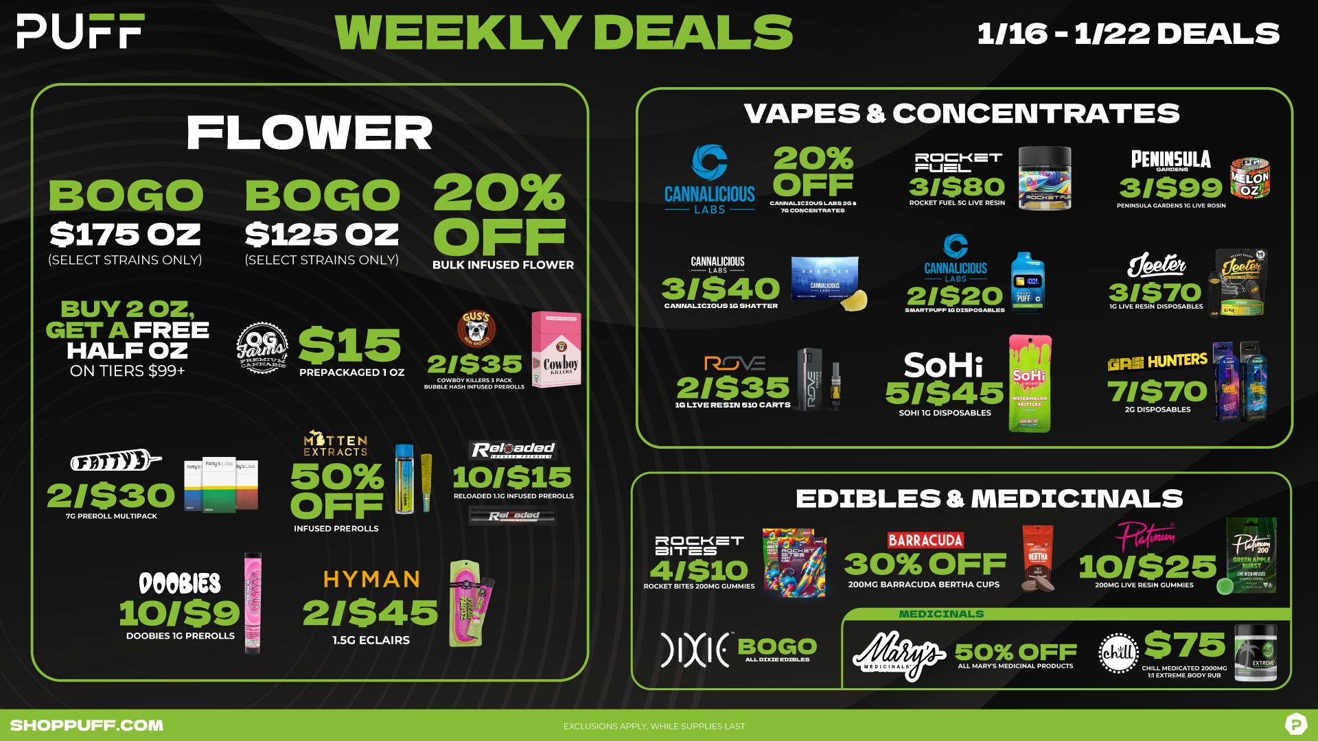 PUFF Sturgis - RECREATIONAL 21+ WEEKLY SPECIAL DEALS! 🔥🎆