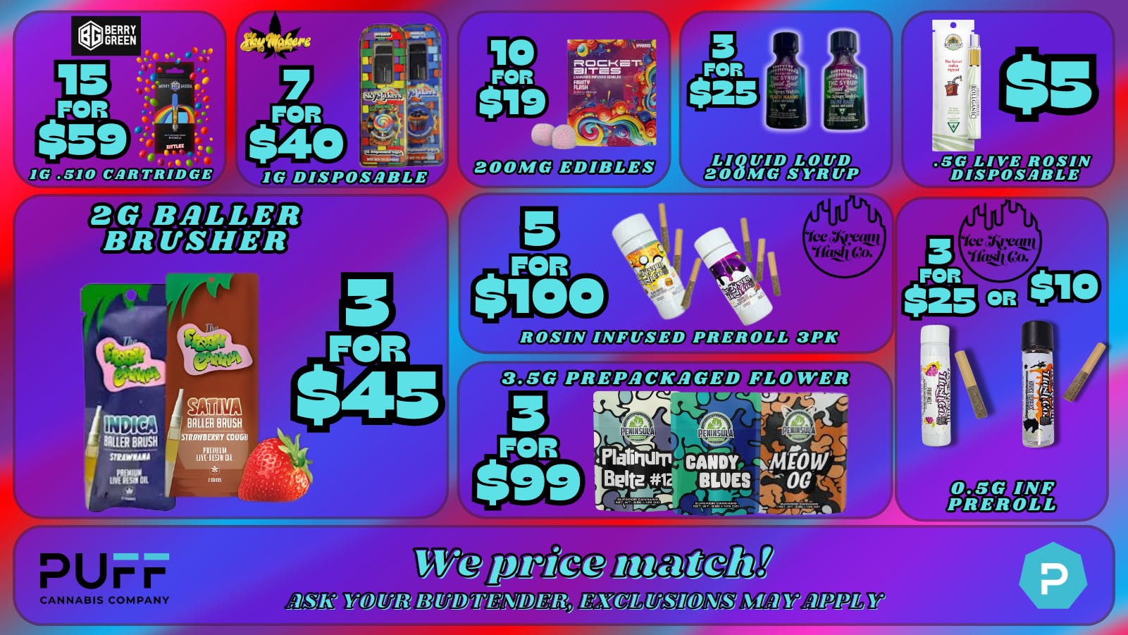 PUFF Monroe - RECREATIONAL 21+ NOW OPEN! 🔥 PUFF PICKS 🔥