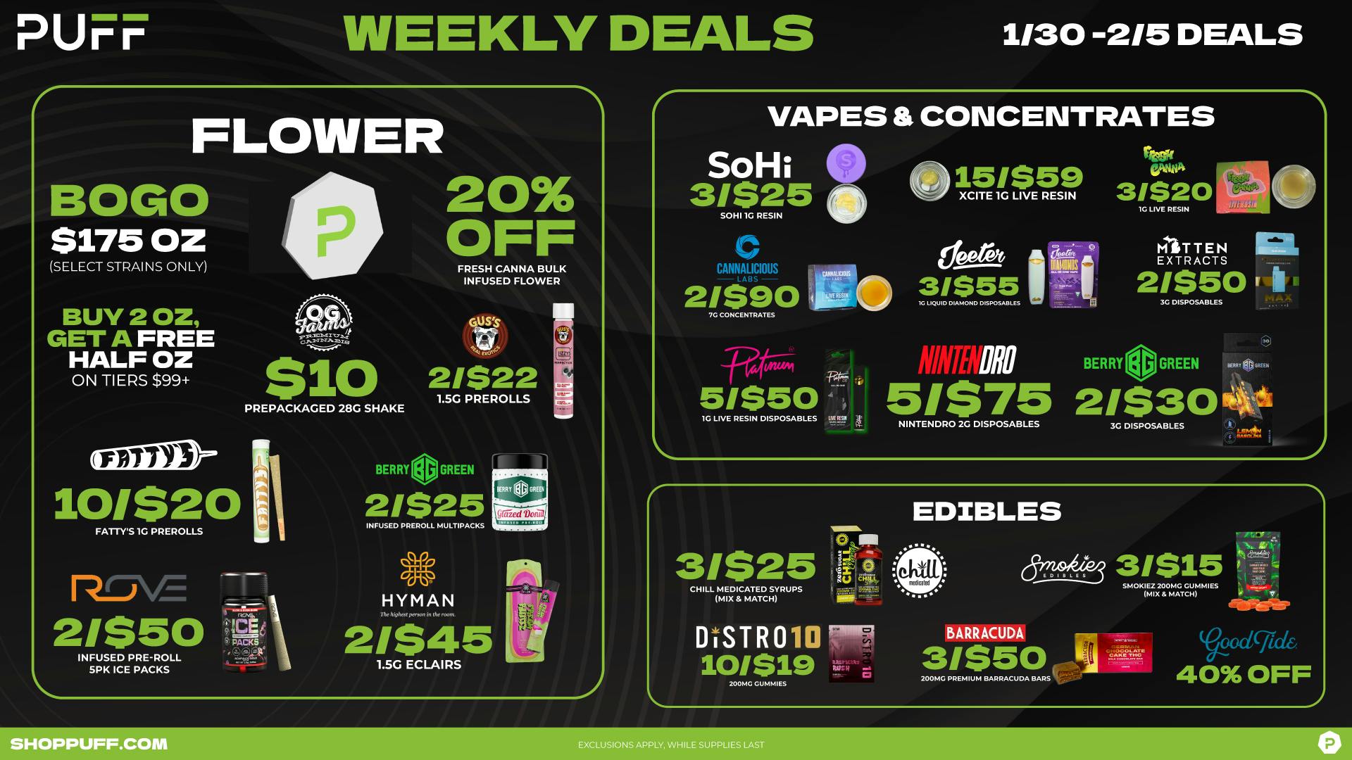 PUFF Center Line - OPEN NOW 🐻‍❄️🛷☃️❄️Warm Up With These Weekly Deals❄️☃️🛷🐻