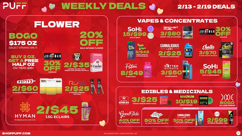 PUFF Monroe - RECREATIONAL 21+ NOW OPEN! 🔥Puff's Weekly Deal 2/13-2/19🔥