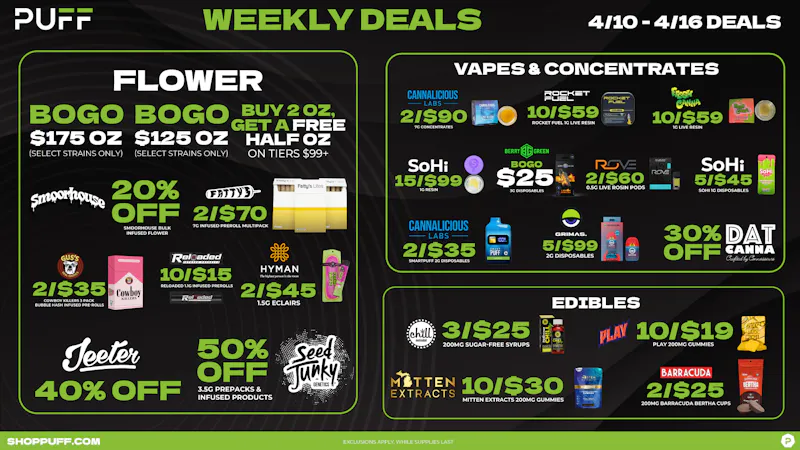 PUFF Traverse City - RECREATIONAL 21+ WEEKLY DEALS!!!!!!
