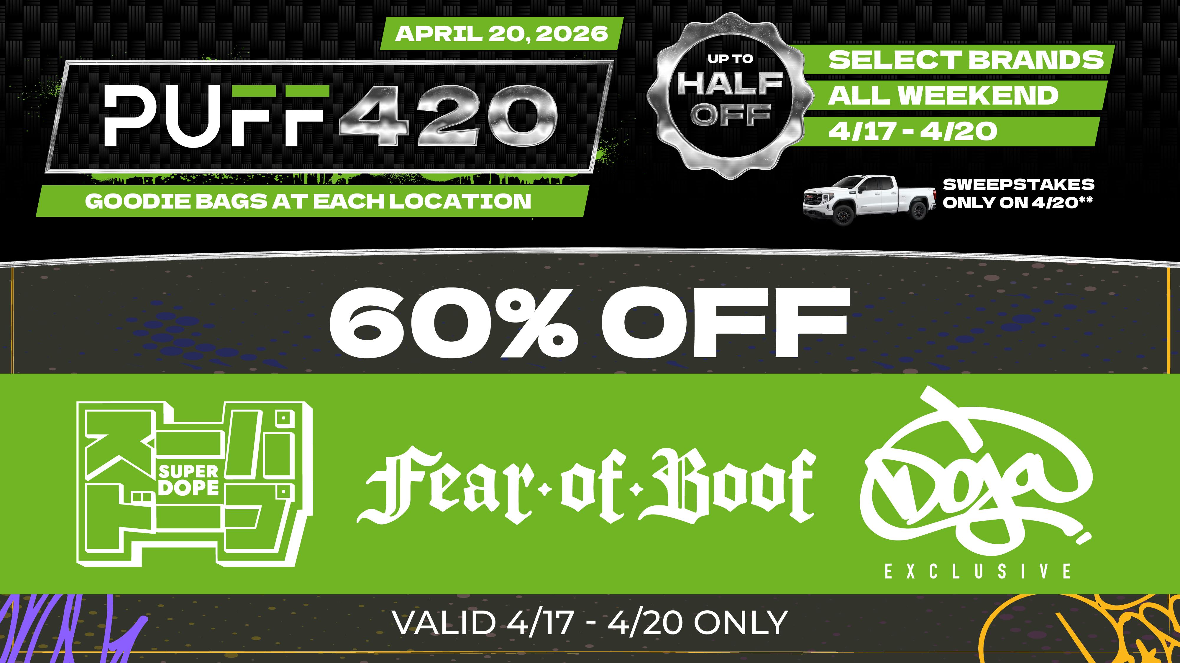 PUFF New Buffalo - RECREATION 21+ -NOW OPEN! 60% OFF FEAR OF BOOF!