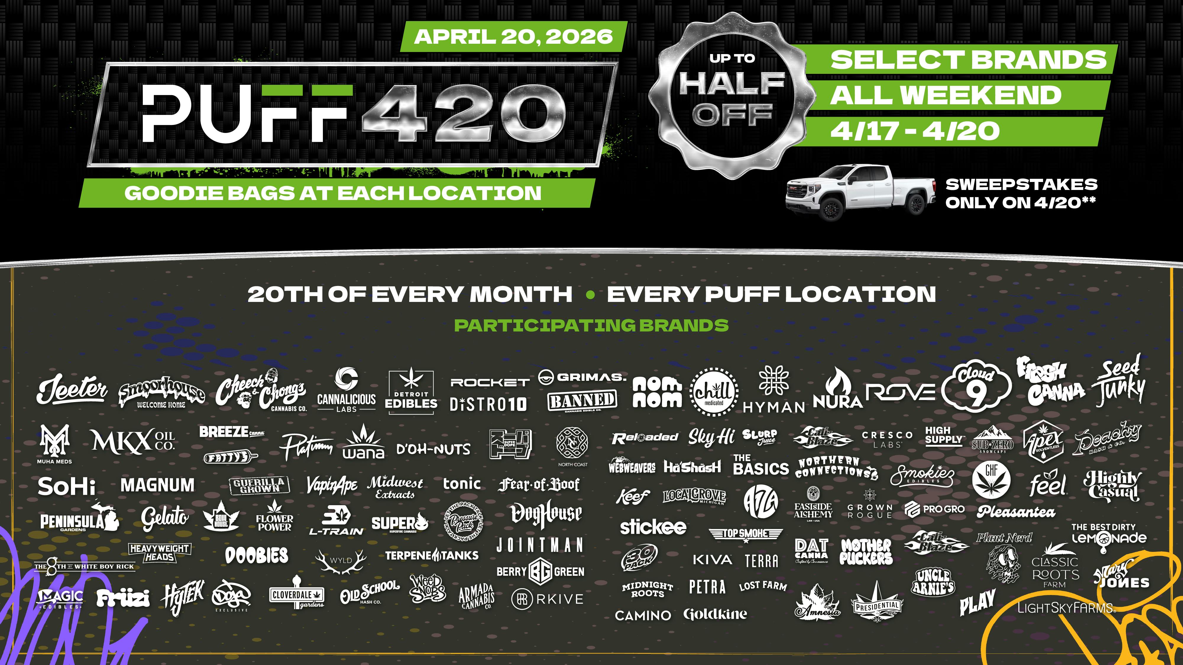 PUFF New Buffalo - RECREATION 21+ -NOW OPEN! !!!HAPPY 420! 50% OFF HOTTEST BRANDS 4/17-4/20!!!