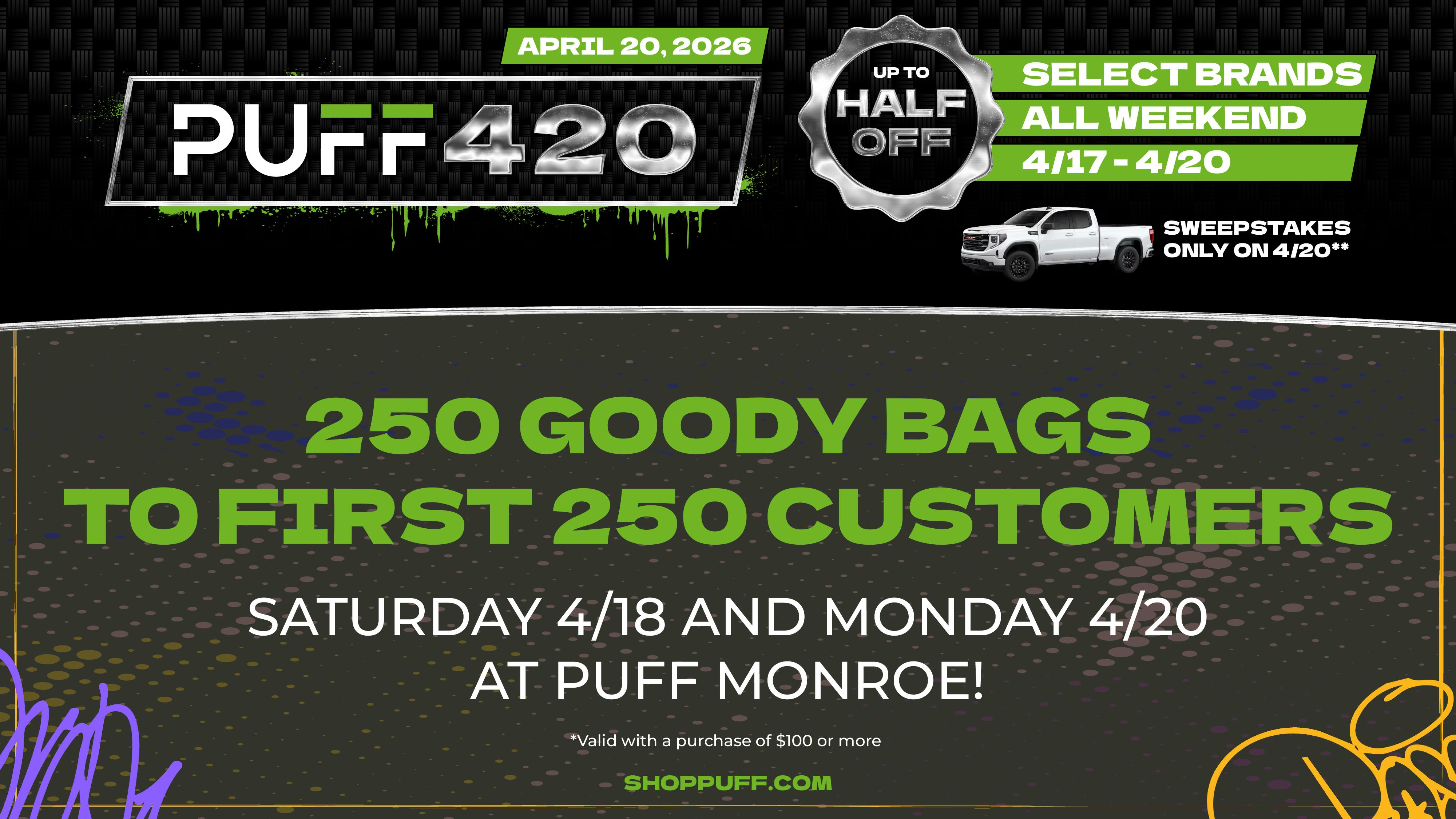 PUFF Monroe - RECREATIONAL 21+ NOW OPEN! ❤️4/20 STARTS TODAY!!❤️