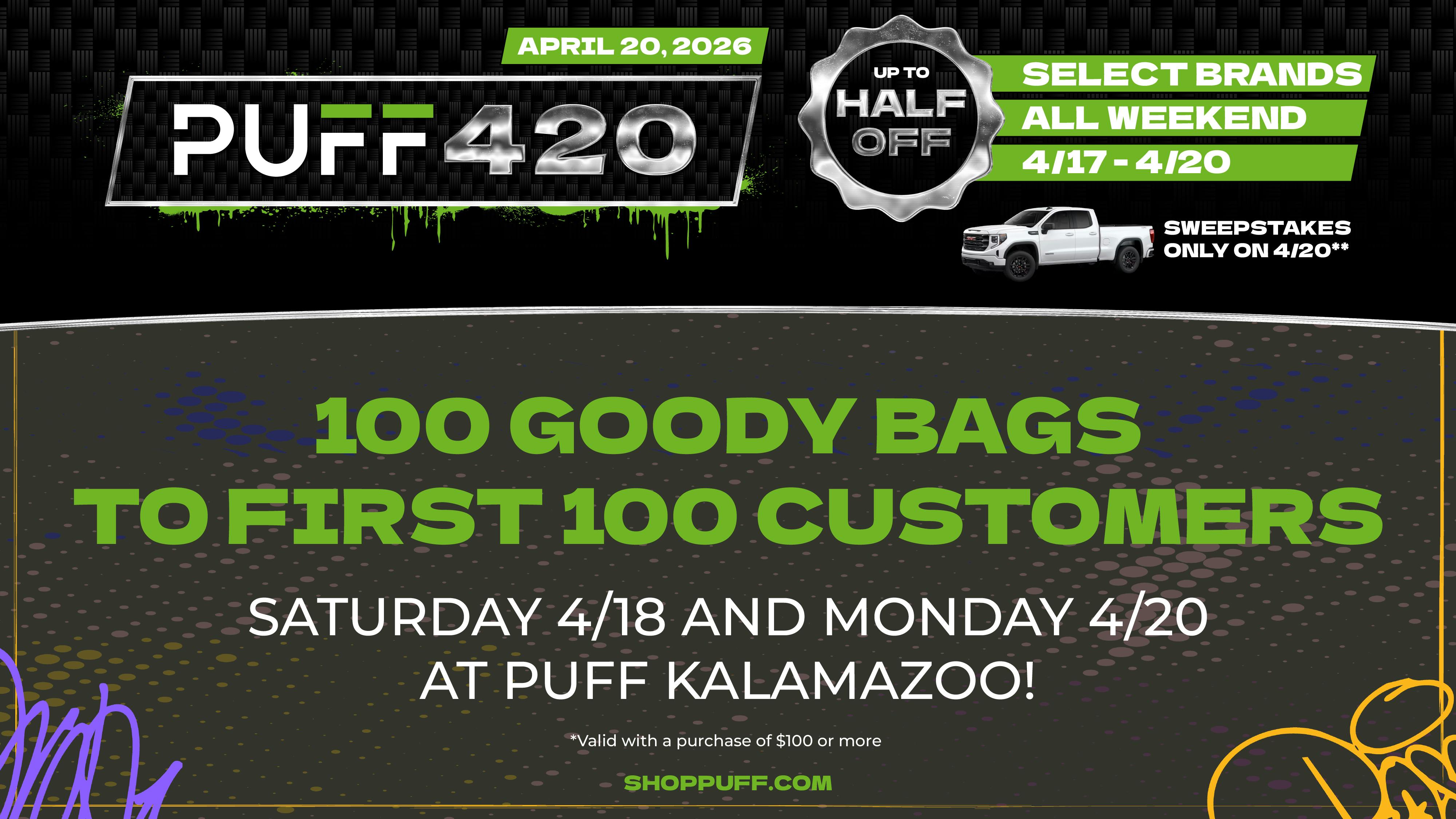 PUFF Kalamazoo - RECREATIONAL 21+ PUFF KALAMAZOO 420 GIVEAWAY