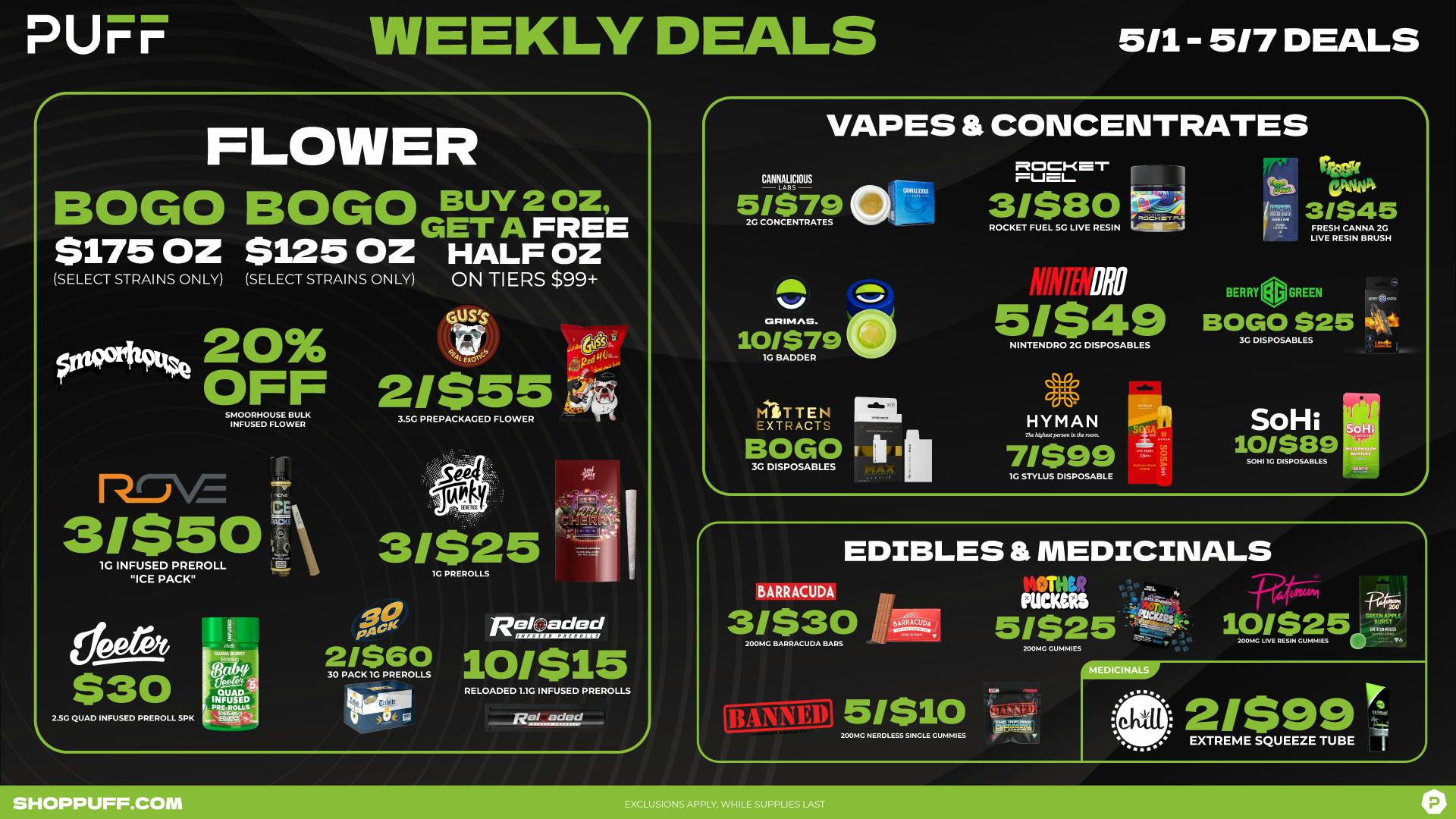 PUFF Traverse City - RECREATIONAL 21+ WEEKLY DEALS!!!!!