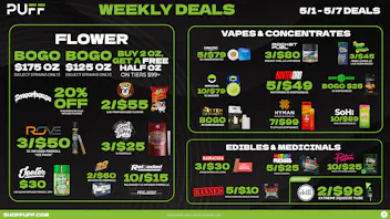 PUFF Oscoda - RECREATIONAL 21+ Puff Oscoda- Weekly Deals 5/1-5/7