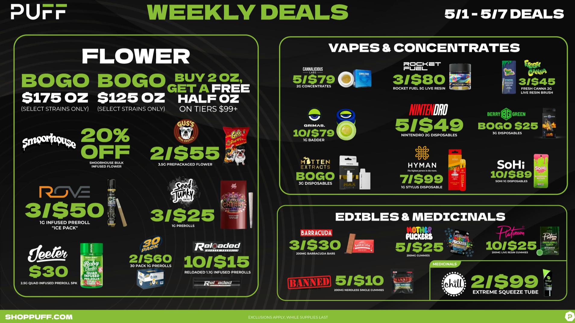 PUFF New Buffalo - RECREATION 21+ -NOW OPEN! PUFF WEEKLY DEALS