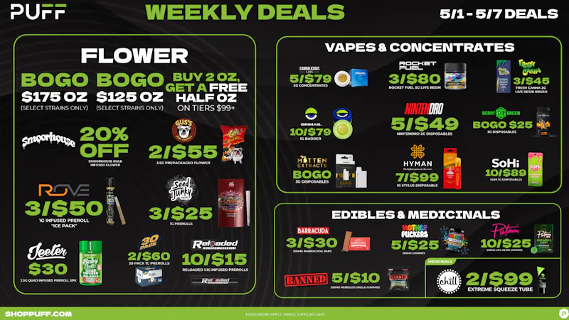 PUFF New Buffalo - RECREATION 21+ -NOW OPEN! PUFF WEEKLY DEALS