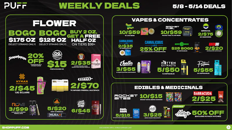 PUFF New Buffalo - RECREATION 21+ -NOW OPEN! PUFF WEEKLY DEALS