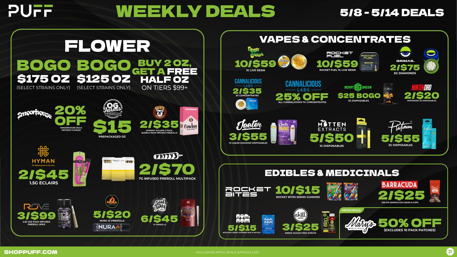 PUFF Kalamazoo - RECREATIONAL 21+ 🔥🔥PUFF'S WEEKLY DEALS 5/8 - 5/14🔥🔥