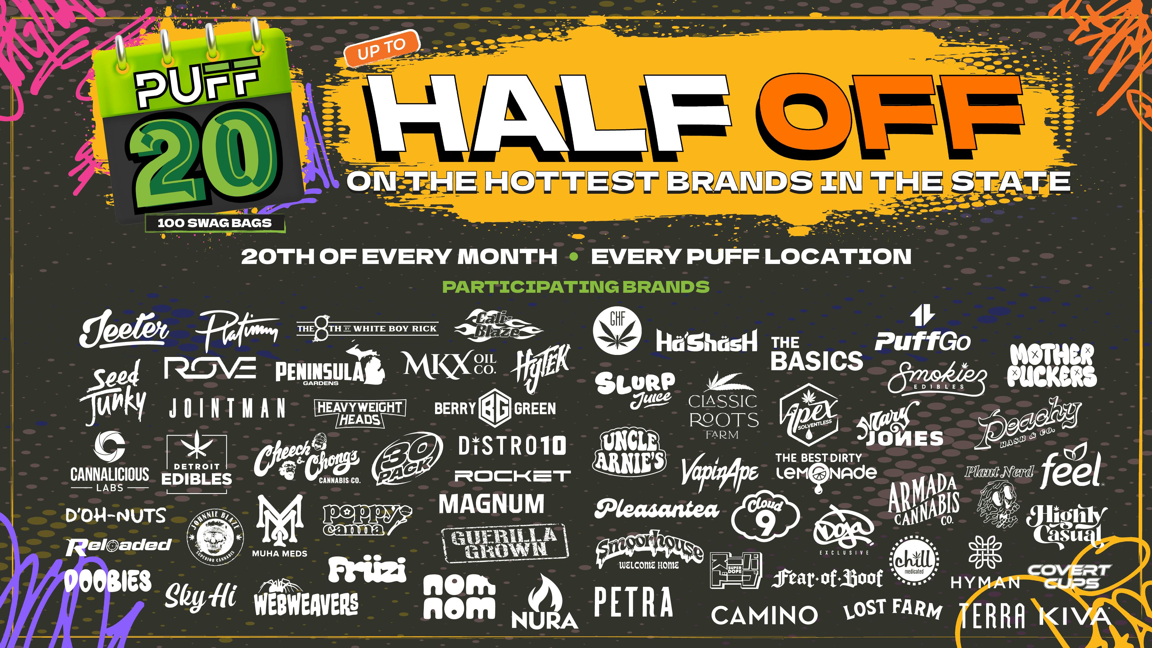 PUFF New Buffalo - RECREATION 21+ -NOW OPEN! WEDNESDAY PUFF 420 SELECT BRANDS 50% OFF
