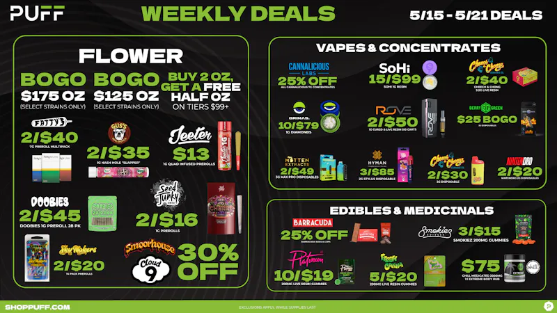 PUFF Kalamazoo - RECREATIONAL 21+ 🔥🔥PUFF WEEKLY DEALS 5/15 - 5/21🔥🔥