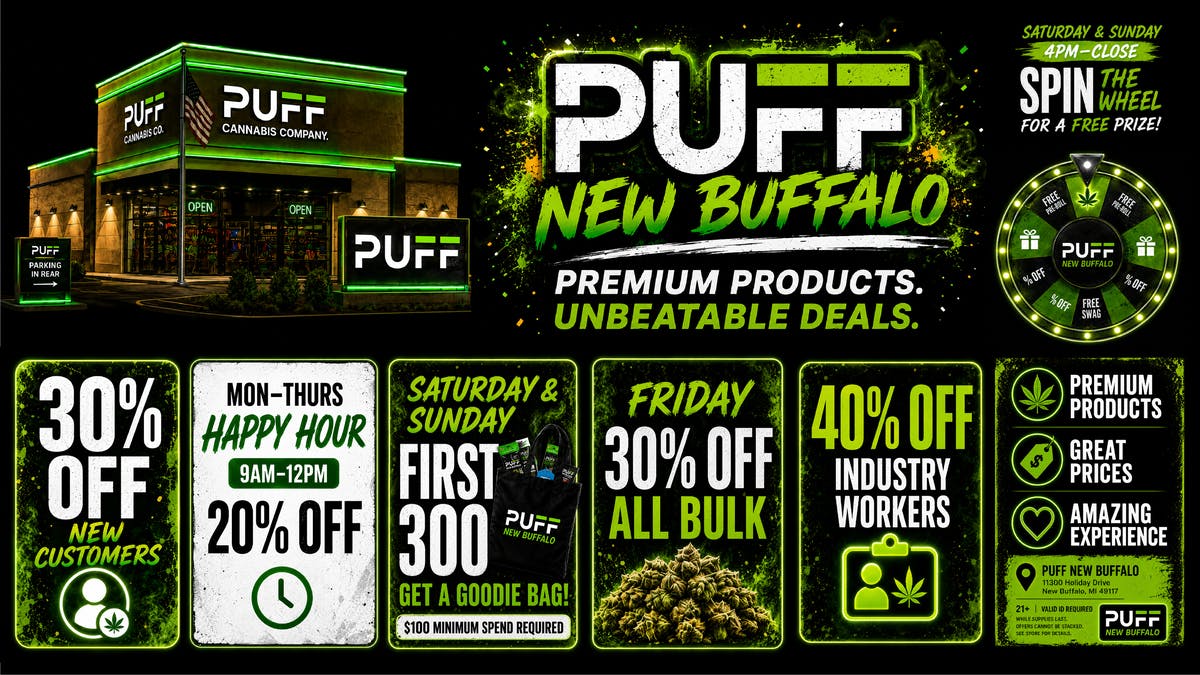 PUFF New Buffalo - RECREATION 21+ -NOW OPEN! SATURDAY AND SUNDAY GOODIE BAGS