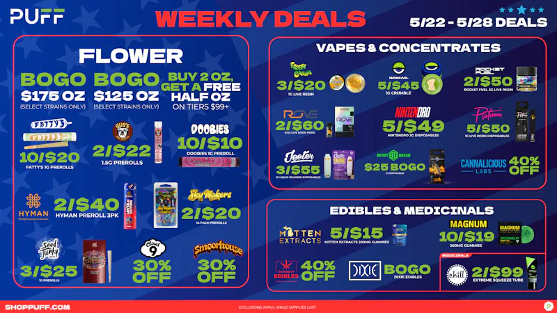 PUFF Madison Heights - Recreational 21+ 🌿🔥PUFF'S WEEKLY DEALS🔥🌿 05/22-05/28