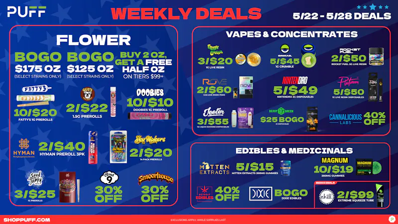 PUFF Sturgis - RECREATIONAL 21+ 🔥🔥PUFF'S WEEKLY DEALS 5/22 - 5/28🔥🔥