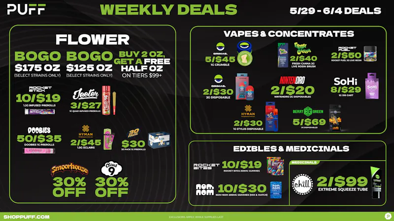 PUFF Madison Heights Delivery - Recreational 🌿🔥PUFF'S WEEKLY DEALS🔥🌿 05/29-06/04