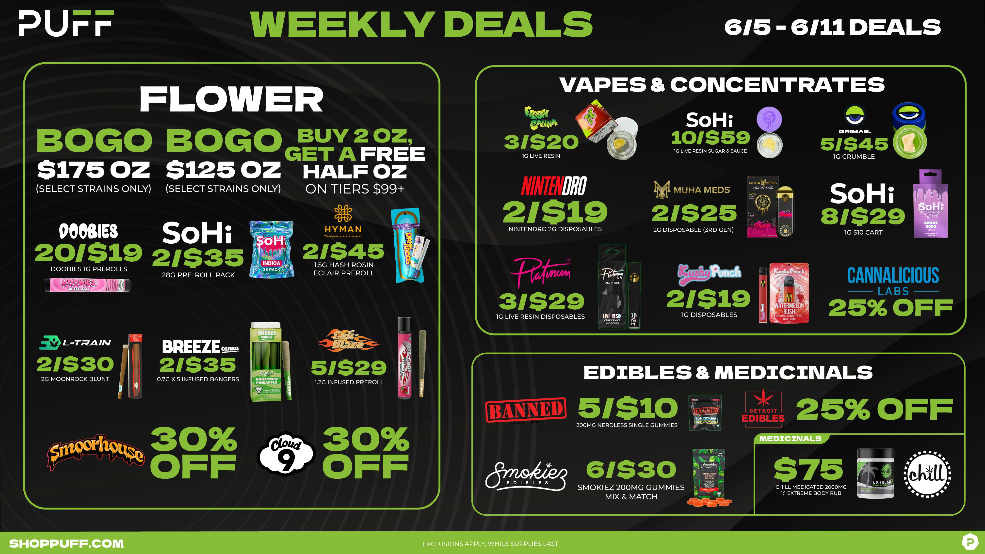 PUFF Traverse City - RECREATIONAL 21+ WEEKLY DEALS!!!!!